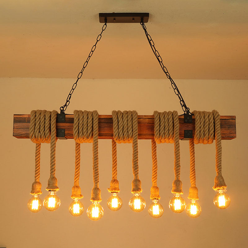 Vintage Hemp Rope Pendant Light American Industrial Style Retro Hanging Lamp