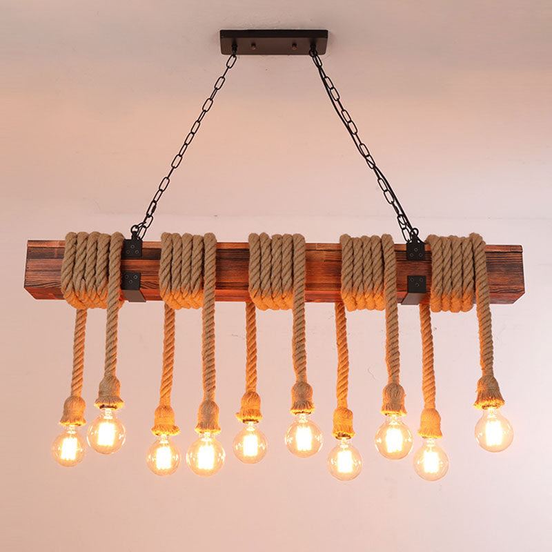 Vintage Hemp Rope Pendant Light American Industrial Style Retro Hanging Lamp