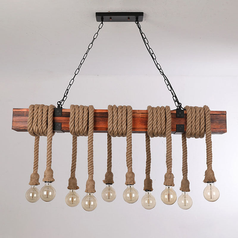 Vintage Hemp Rope Pendant Light American Industrial Style Retro Hanging Lamp