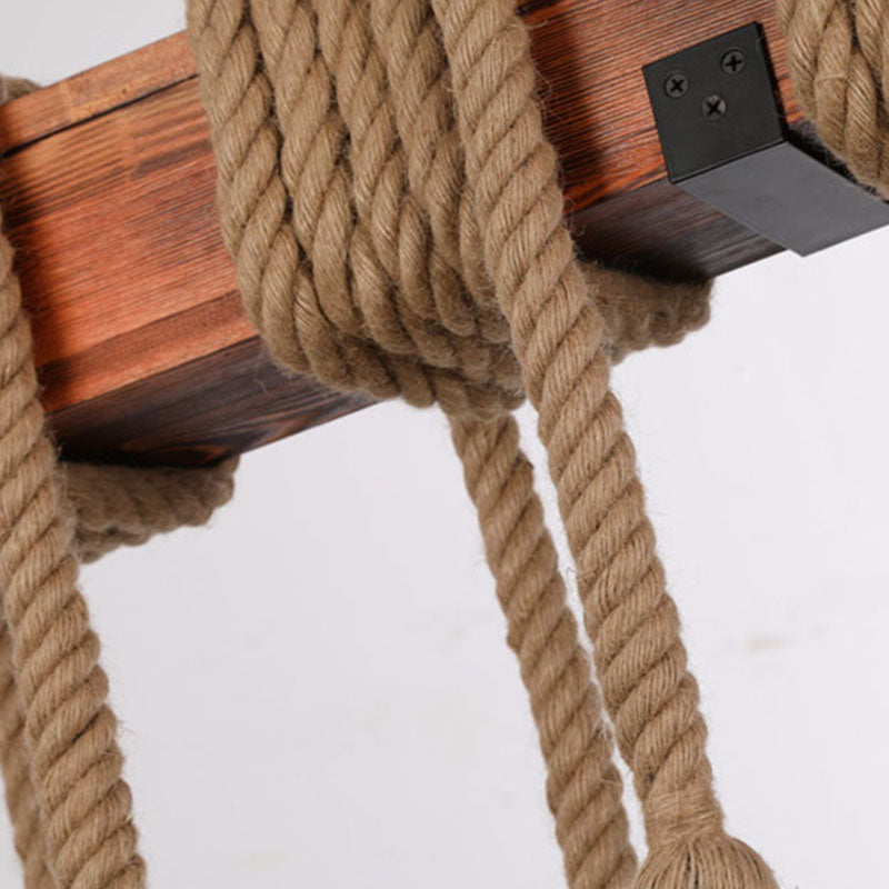 Vintage Hemp Rope Pendant Light American Industrial Style Retro Hanging Lamp