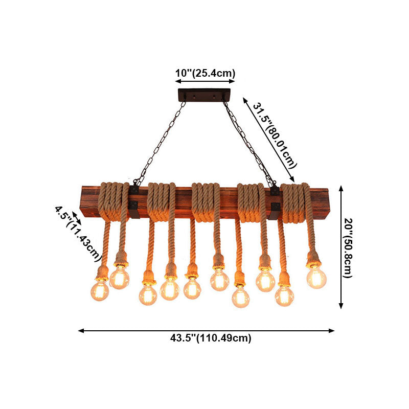 Vintage Hemp Rope Pendant Light American Industrial Style Retro Hanging Lamp