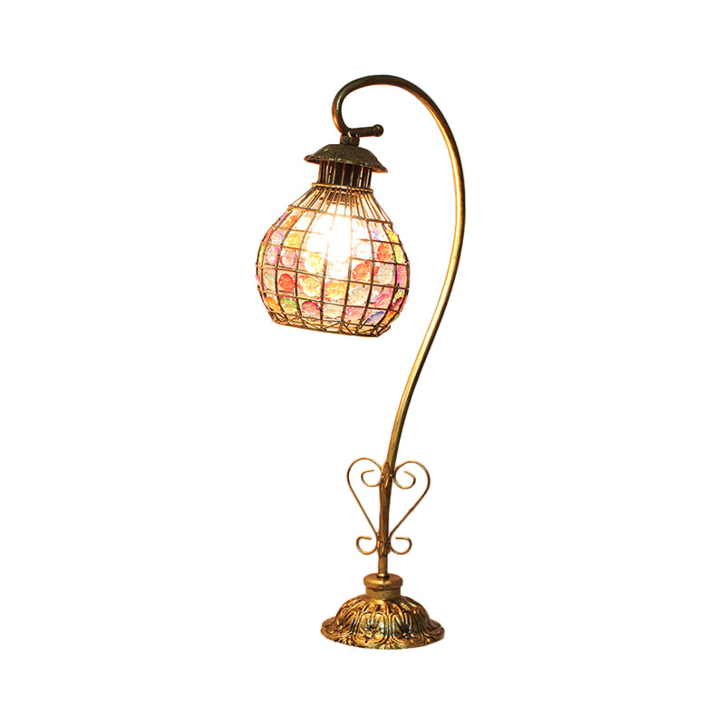 1 tavolo in metallo lampada da tavolo vintage rosso/rosa/giallo cupola/globo/cilindro illuminazione da comodino con braccio curvo