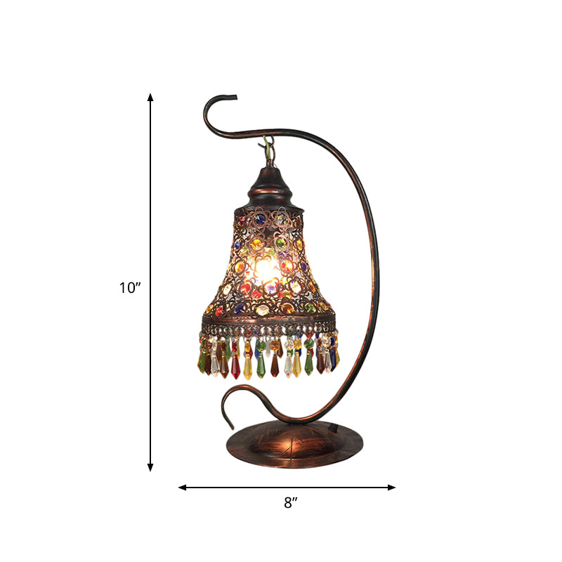 Lampada da comodino in metallo ruggine Illuminazione svasata Lampada da comodino Art Déco a 1 testa per soggiorno