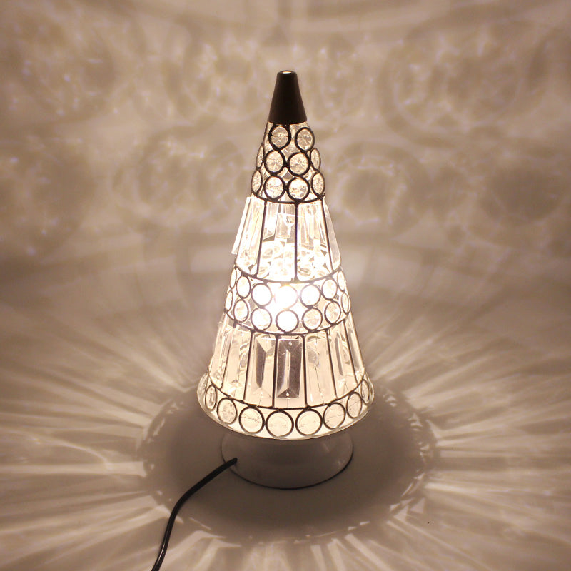 Illuminazione da tavolo antica affusolata Lampada da comodino in metallo a 1 lampadina in bianco/nero per soggiorno