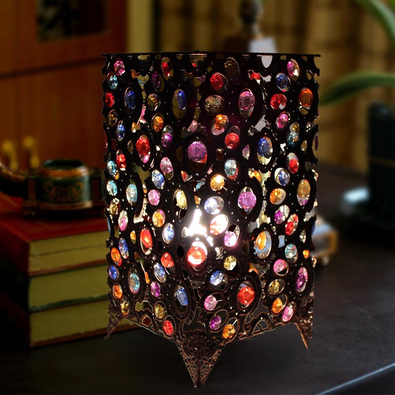 Metal Brass/Bronze Table Lamp Rectangular 1 Head Art Deco Nightstand Lighting for Living Room