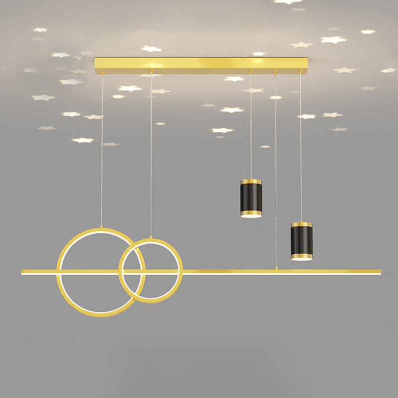 Cilindro de iluminación de la isla contemporánea Metal 5 Pendantes de la Light Island para la cocina