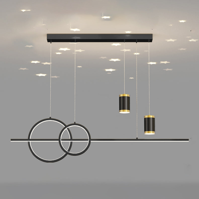 Cilindro de iluminación de la isla contemporánea Metal 5 Pendantes de la Light Island para la cocina