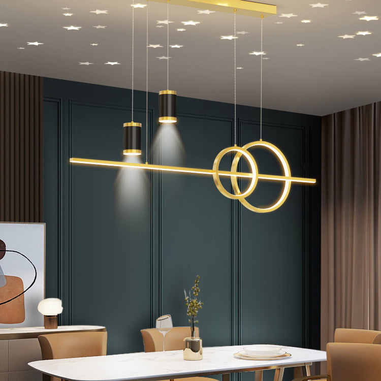 Cilindro de iluminación de la isla contemporánea Metal 5 Pendantes de la Light Island para la cocina