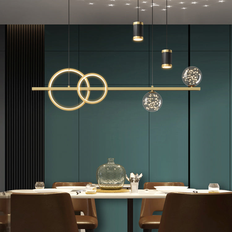 Luces de la isla de la esfera Pendientes contemporáneos de la isla de metal con sombra de vidrio