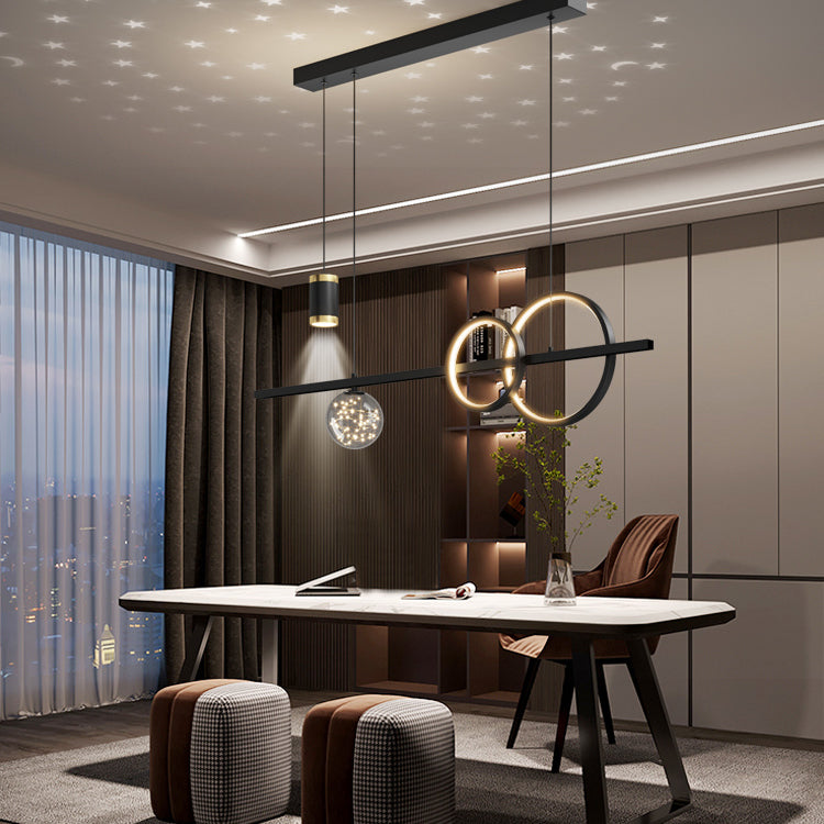 Luces de la isla de la esfera Pendientes contemporáneos de la isla de metal con sombra de vidrio