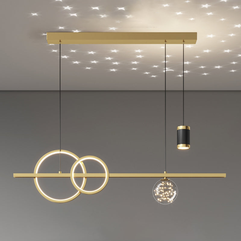 Luces de la isla de la esfera Pendientes contemporáneos de la isla de metal con sombra de vidrio