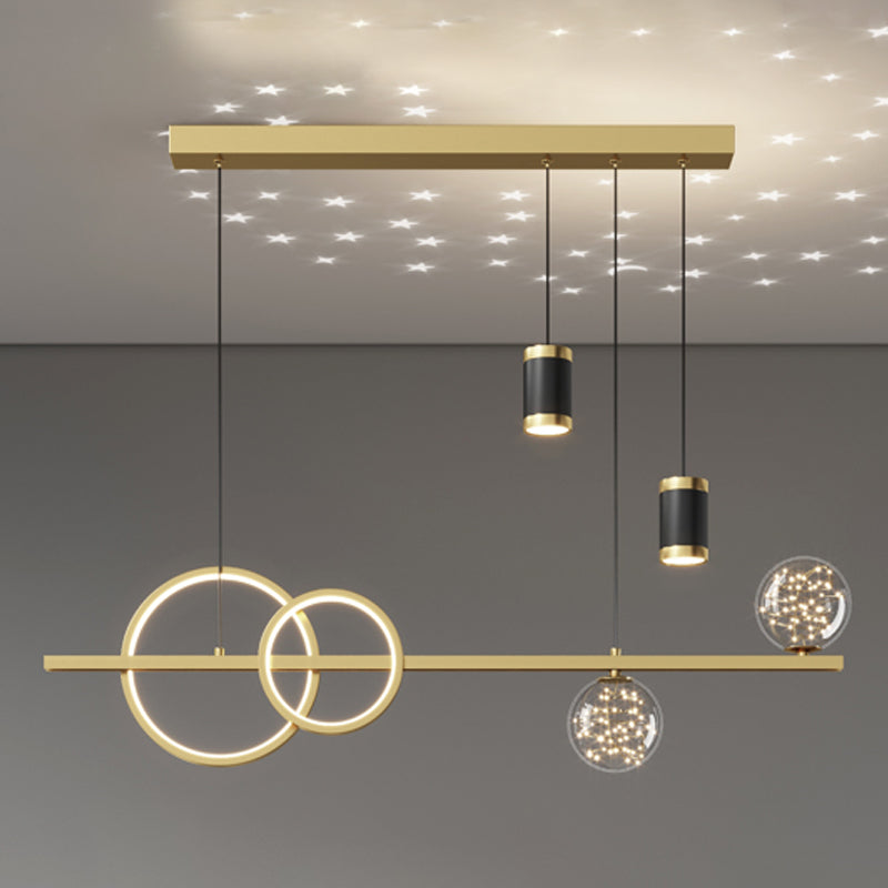 Luces de la isla de la esfera Pendientes contemporáneos de la isla de metal con sombra de vidrio