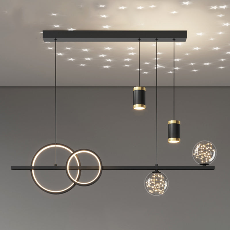 Luces de la isla de la esfera Pendientes contemporáneos de la isla de metal con sombra de vidrio