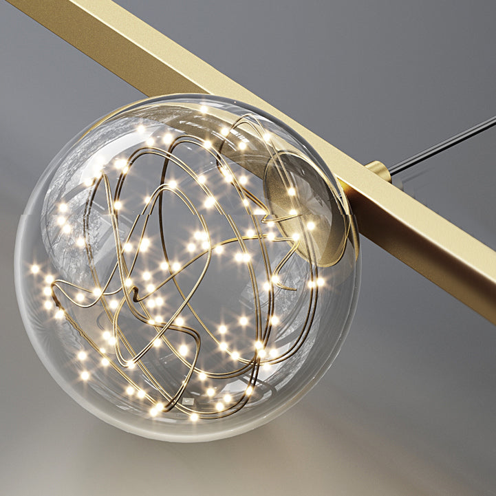 Luces de la isla de la esfera Pendientes contemporáneos de la isla de metal con sombra de vidrio