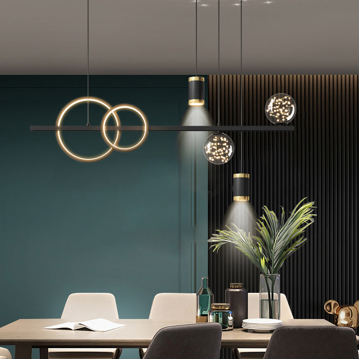 Luces de la isla de la esfera Pendientes contemporáneos de la isla de metal con sombra de vidrio