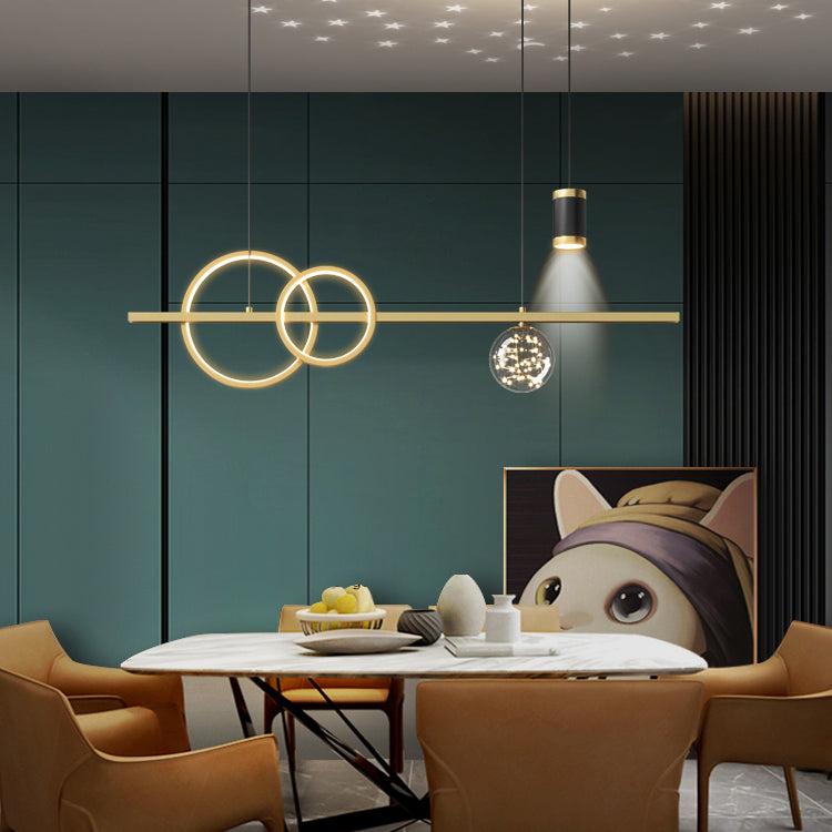 Luces de la isla de la esfera Pendientes contemporáneos de la isla de metal con sombra de vidrio