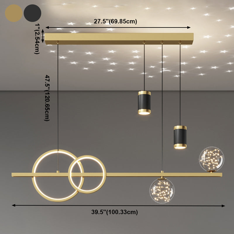 Luces de la isla de la esfera Pendientes contemporáneos de la isla de metal con sombra de vidrio