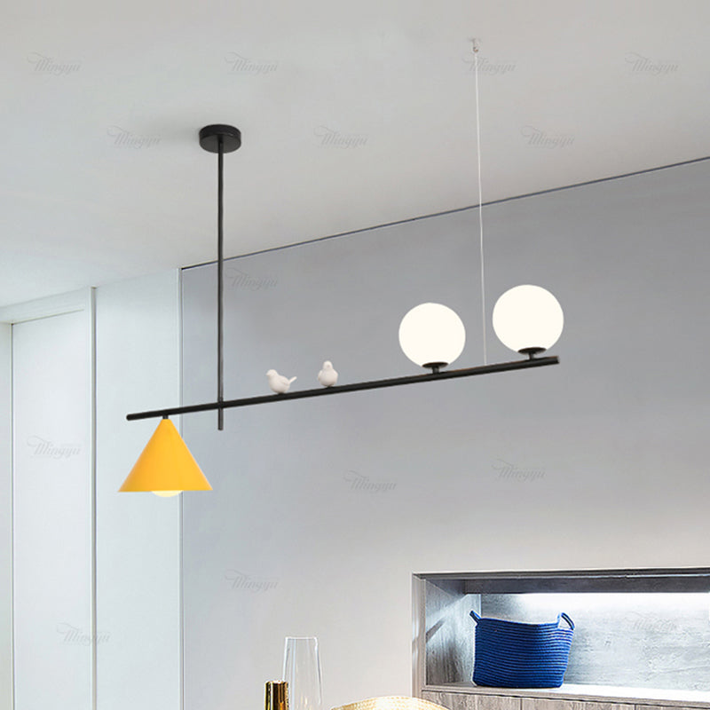 Luces colgantes de globo iluminación de isla de cocina de vidrio contemporánea