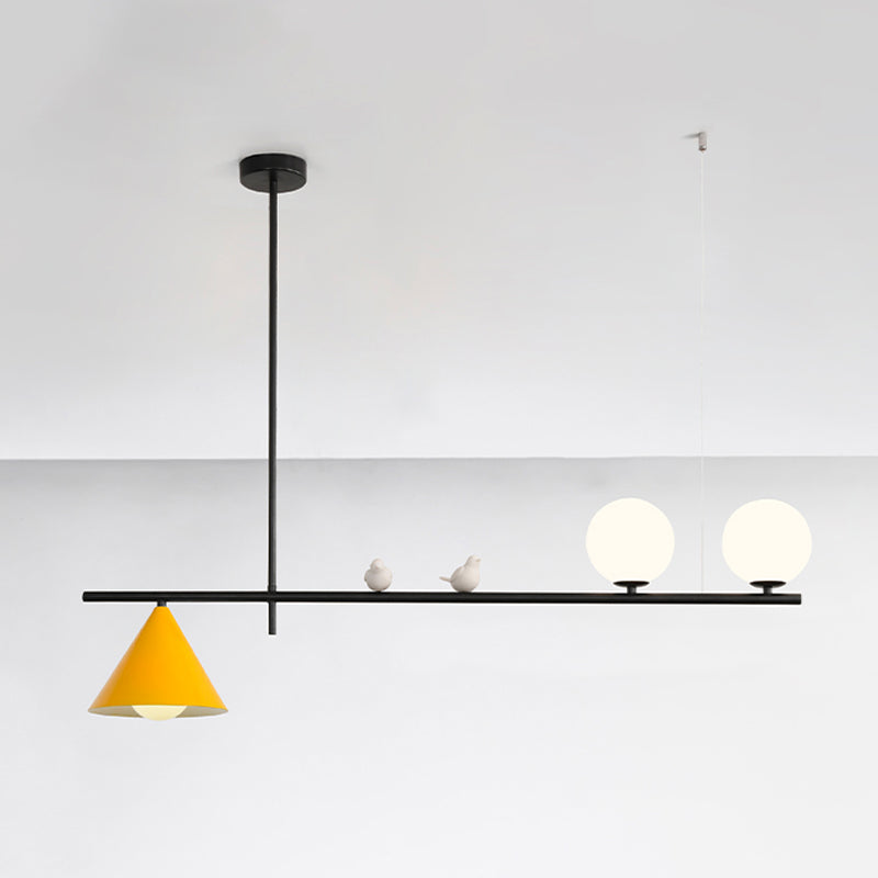 Luces colgantes de globo iluminación de isla de cocina de vidrio contemporánea