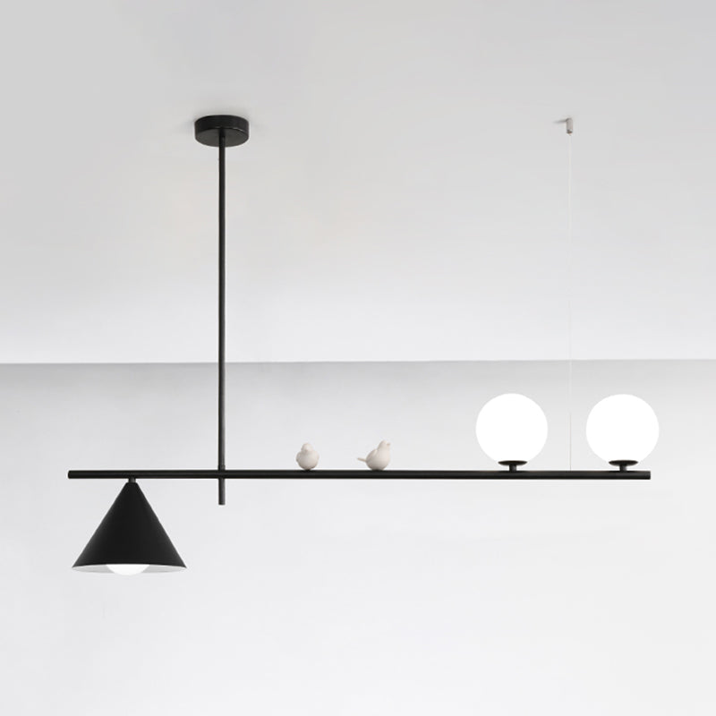 Luces colgantes de globo iluminación de isla de cocina de vidrio contemporánea