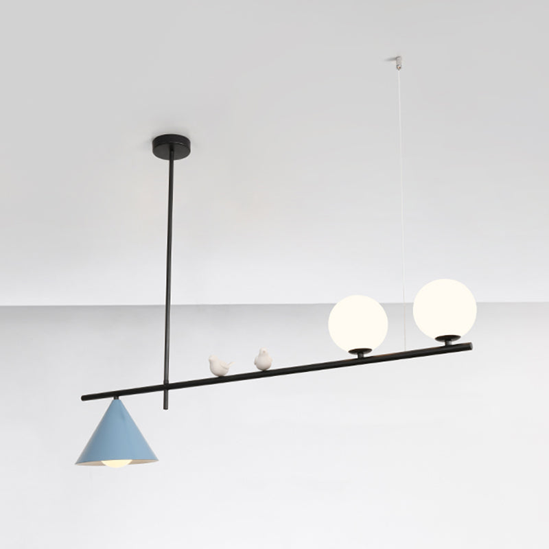 Luces colgantes de globo iluminación de isla de cocina de vidrio contemporánea