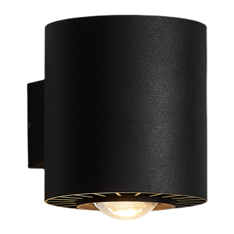 1-Licht-Zylinderwandleuchten zeitgenössischer Stil Metallwandmontage in Schwarz