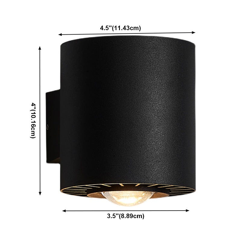 1-Licht-Zylinderwandleuchten zeitgenössischer Stil Metallwandmontage in Schwarz