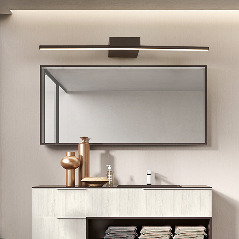 1 Light Metal Linear Mirror Wall Lighting Modern Style Wall Mounted Light Fixture in White