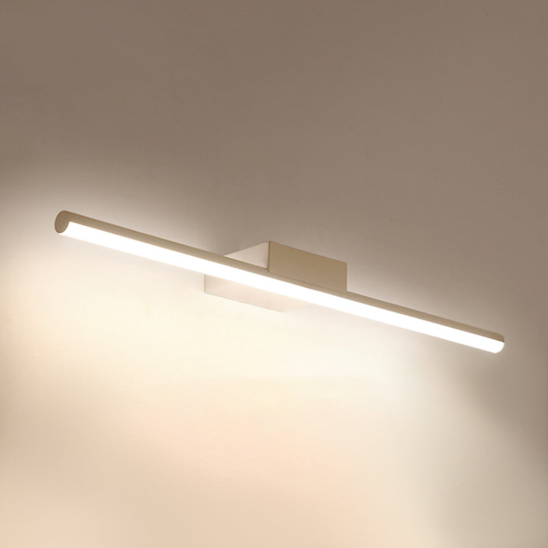 1 Light Metal Linear Mirror Wall Lighting Modern Style Wall Mounted Light Fixture in White