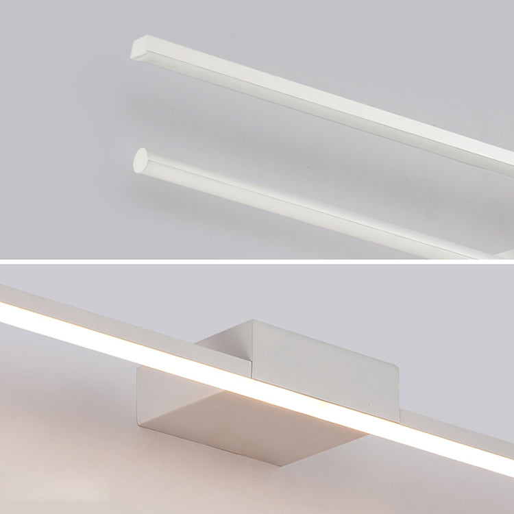 1 Light Metal Linear Mirror Wall Lighting Modern Style Wall Mounted Light Fixture in White