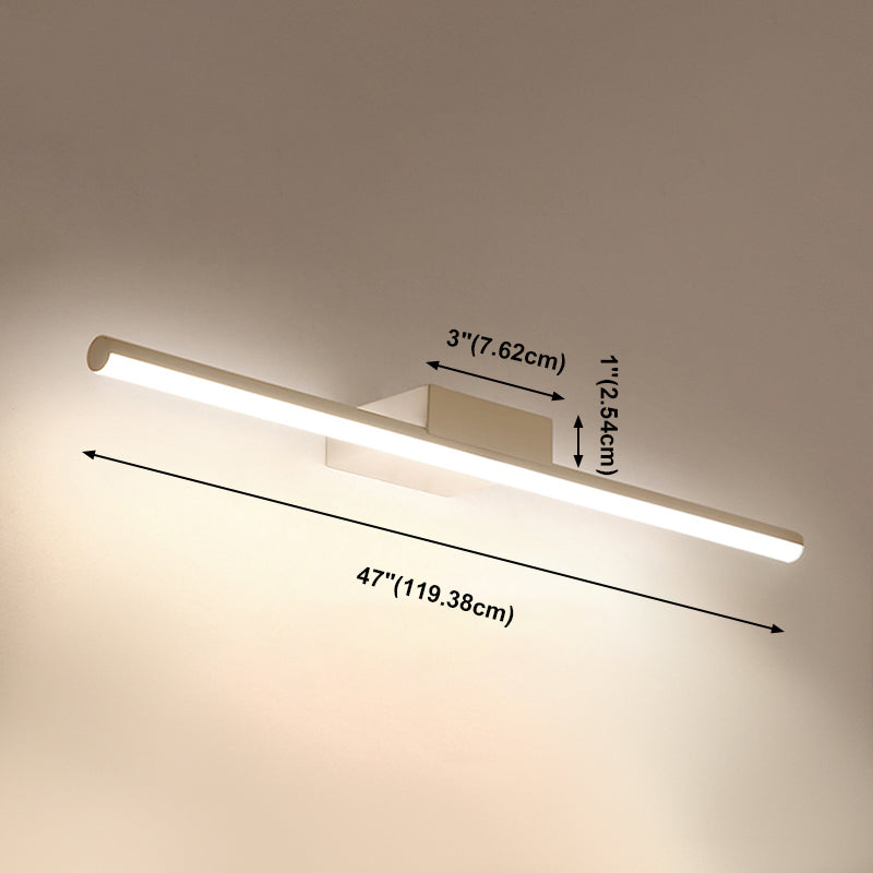 1 Light Metal Linear Mirror Wall Lighting Modern Style Wall Mounted Light Fixture in White
