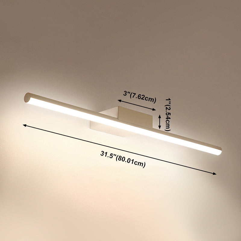 1 Light Metal Linear Mirror Wall Lighting Modern Style Wall Mounted Light Fixture in White