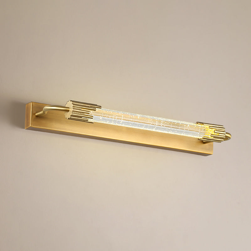 Geometric Shade 1-Light Mirror Wall Sconce Modern Style Crystal Wall Mount Light Fixture in Brass