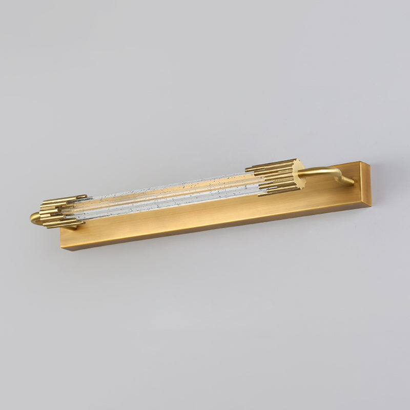 Geometric Shade 1-Light Mirror Wall Sconce Modern Style Crystal Wall Mount Light Fixture in Brass