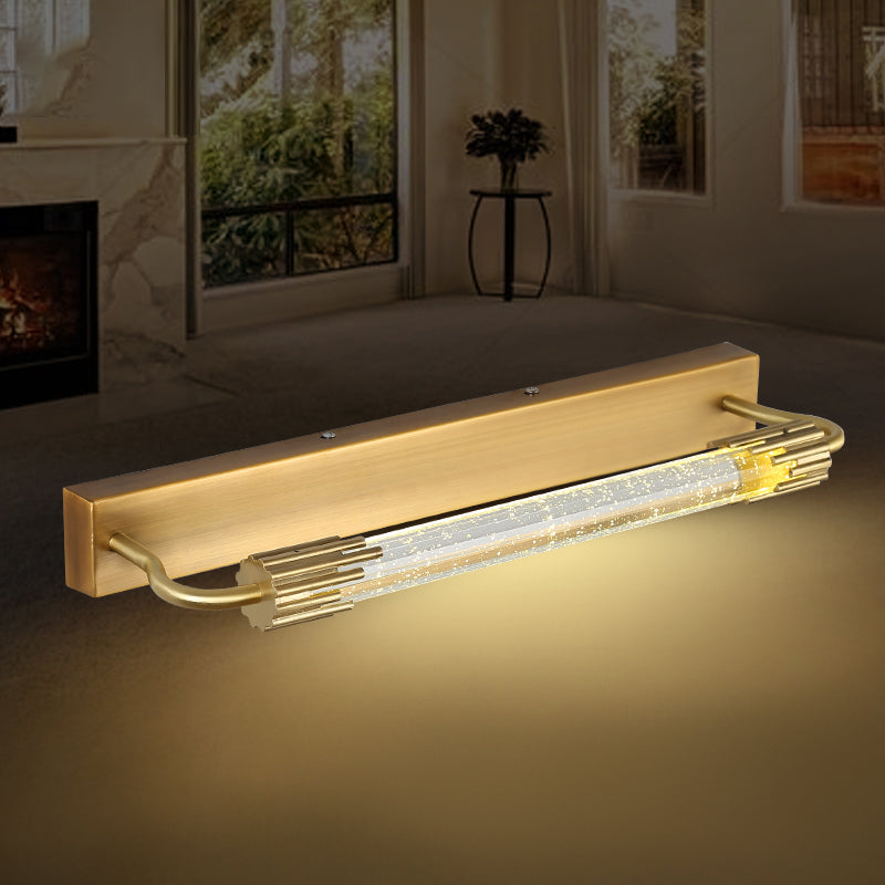 Geometric Shade 1-Light Mirror Wall Sconce Modern Style Crystal Wall Mount Light Fixture in Brass