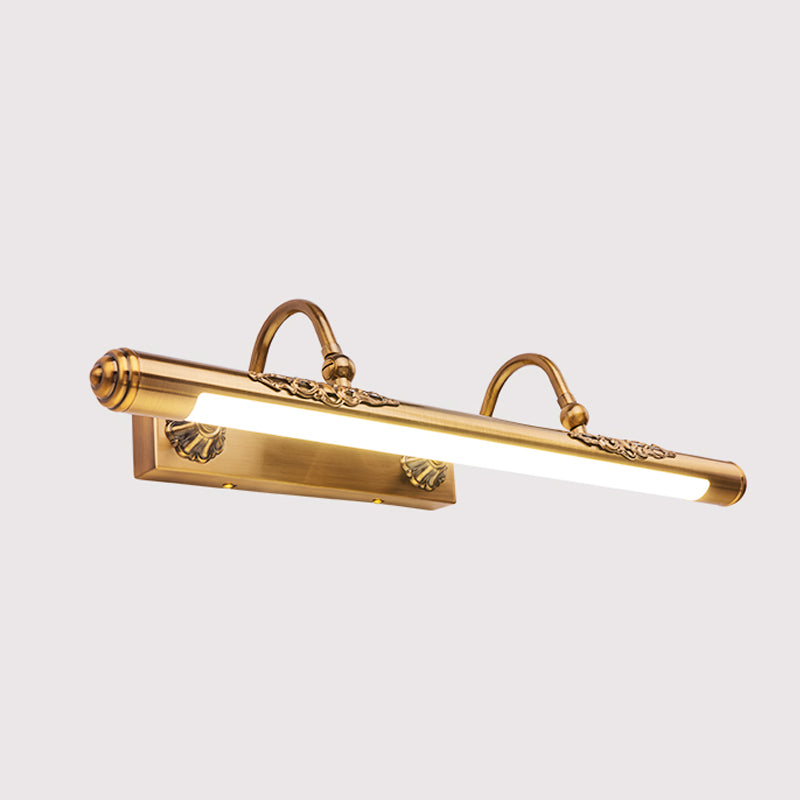 1 Light Linear Wall Lighting Modern Style Metal Mirror Wall Mount Light Fixture in Brass