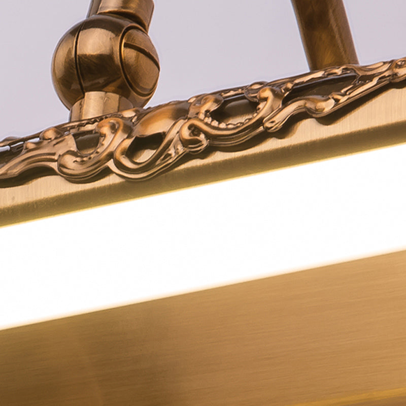 1 Light Linear Wall Lighting Modern Style Metal Mirror Wall Mount Light Fixture in Brass