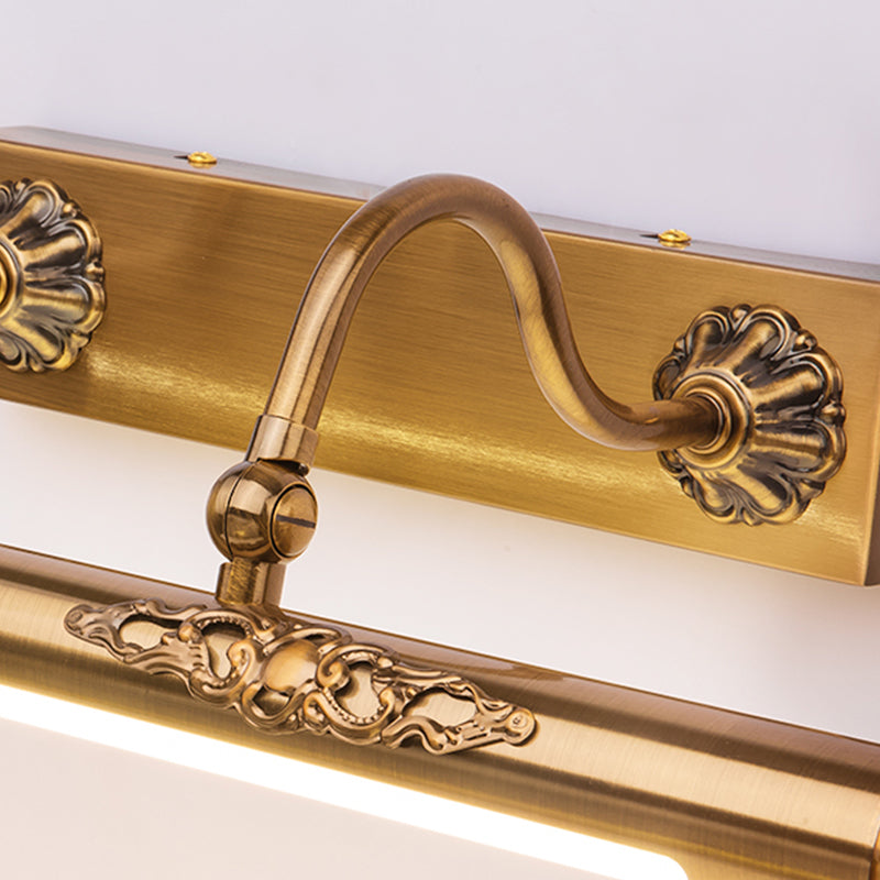 1 Light Linear Wall Lighting Modern Style Metal Mirror Wall Mount Light Fixture in Brass