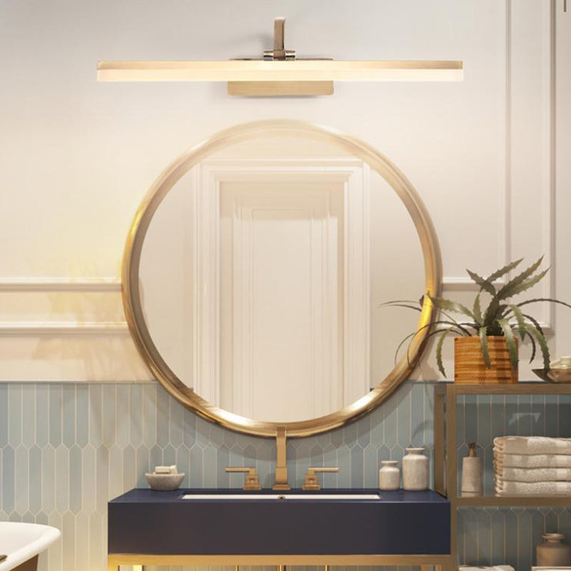 1 Light Linear Mirror Wall Lighting Modern Style Metal Wall Light Fixture in Brass