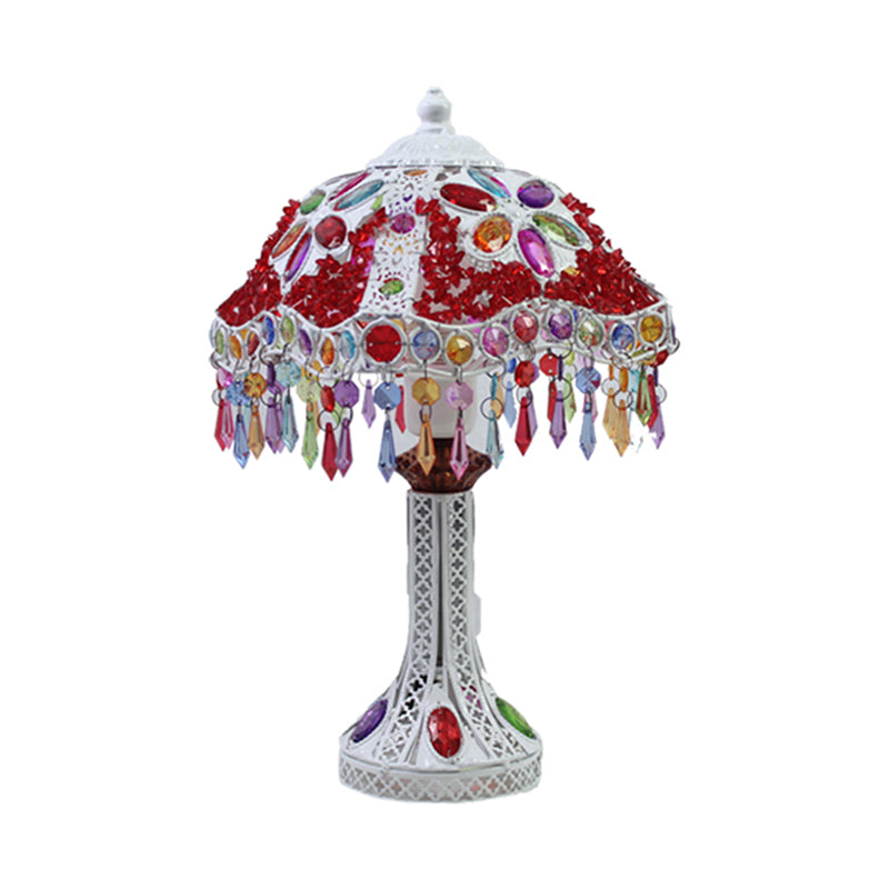 Bohemian mit einer Gekibeled -Tischbeleuchtung 1 Glühbirnen -Metall -Nachttisch Licht in Weiß/Rot/Gelb für Wohnzimmer