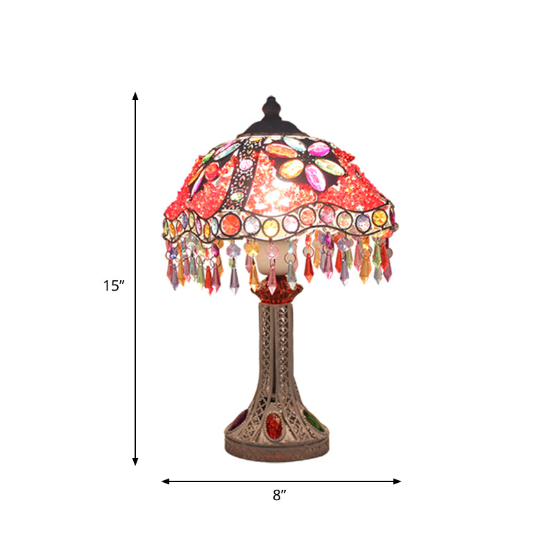 Bohemian mit einer Gekibeled -Tischbeleuchtung 1 Glühbirnen -Metall -Nachttisch Licht in Weiß/Rot/Gelb für Wohnzimmer