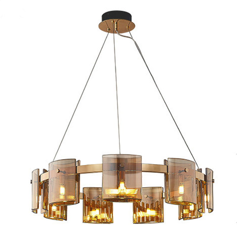 Modern Minimalism Pendant Light Metal Geometric Chandelier with Glass Shade