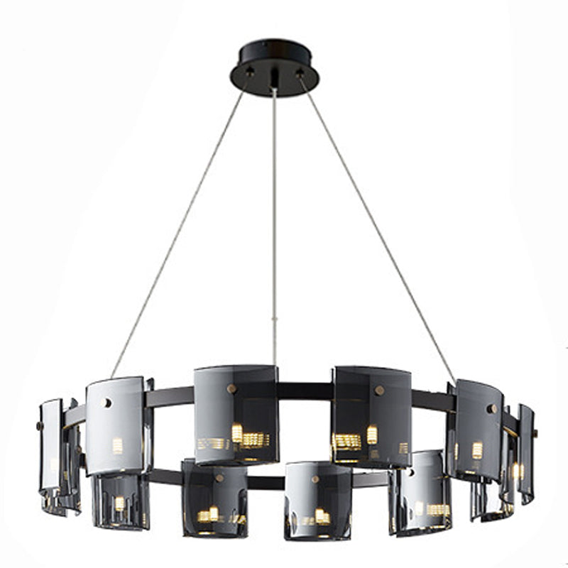 Modern Minimalism Pendant Light Metal Geometric Chandelier with Glass Shade