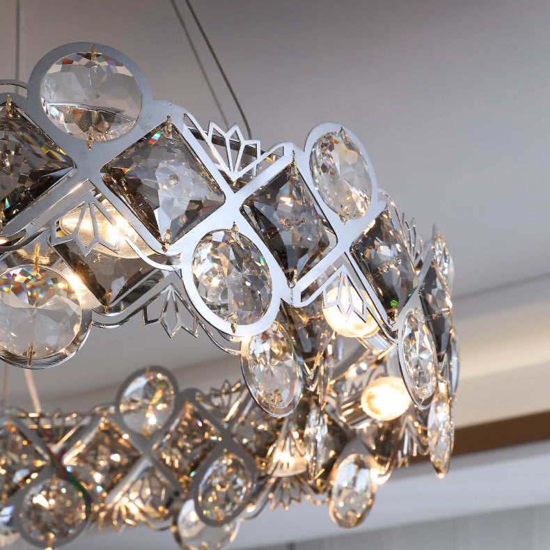 Contemporary Minimalism Chandelier Crystal Geometric Pendant Light for Dining Room