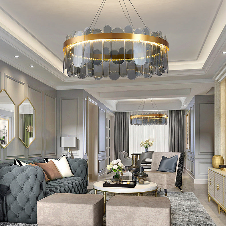 Modern Nordic LED Hanging Light Glass Geometric Chandelier for Living Room