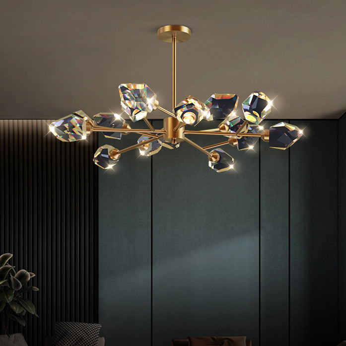 Modern Luxury LED Pendant Light Metal Indoor Chandelier with Crystal Shade