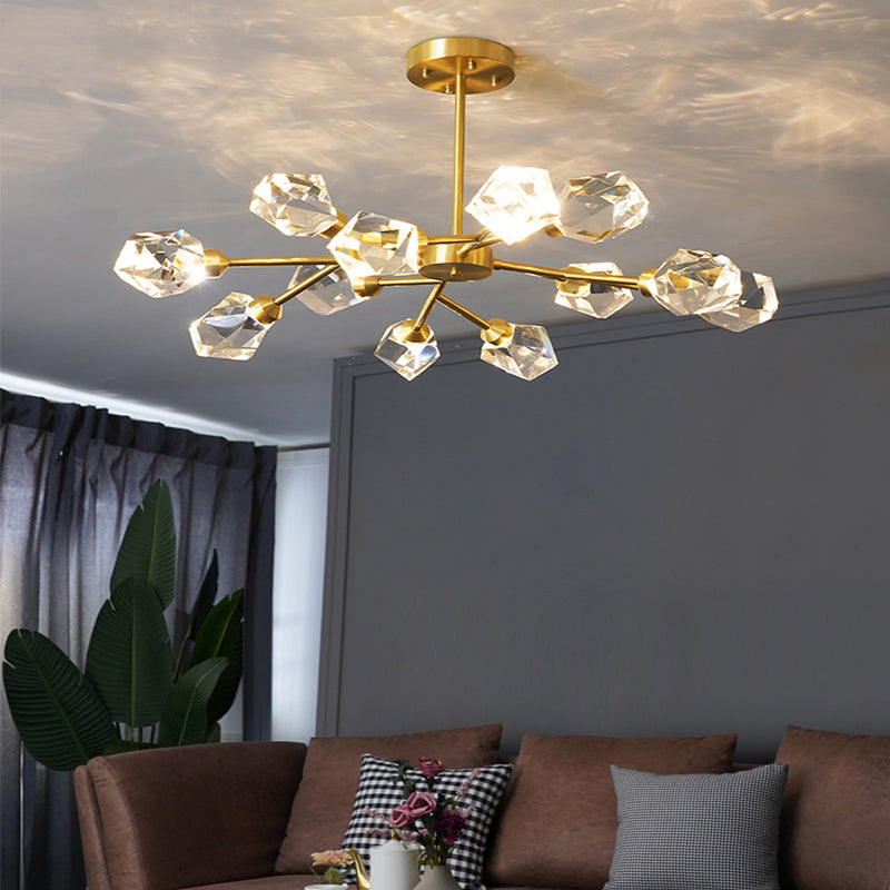 Modern Luxury LED Pendant Light Metal Indoor Chandelier with Crystal Shade