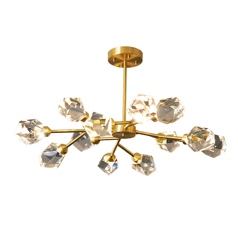 Modern Luxury LED Pendant Light Metal Indoor Chandelier with Crystal Shade