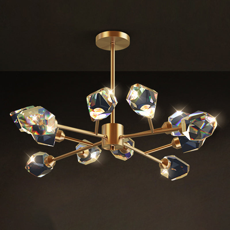 Modern Luxury LED Pendant Light Metal Indoor Chandelier with Crystal Shade