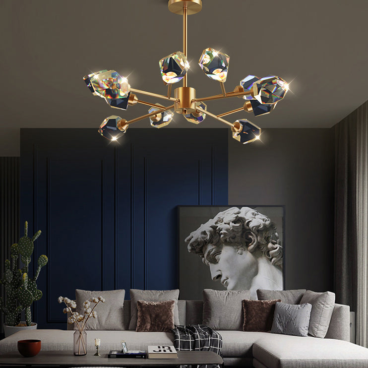 Modern Luxury LED Pendant Light Metal Indoor Chandelier with Crystal Shade